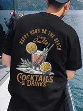 Camiseta Playa Fiesta Para Hombres Unisex Verano Cóctel Bebida Camiseta Happy Hour Vacaciones