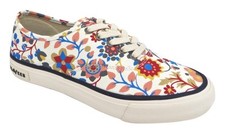 Nuevas Tenis SeaVees Marfil Tostado y Rojo Floral Flores Leyenda Libertad Lona ¡RARAS!