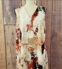 NUEVO Vestido Bar III Para Mujer XSmall Asimétrico Dobladillo Cambio Cuello en V Taupe Combo