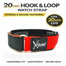 X-Treme 20 mm Rojo Resistente Seguro Gancho y Lazo Nylon Correa de Reloj Caballeros Hombres’s ingenio