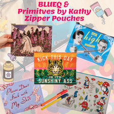 BlueQ & Primitives by Kathy Funny Zipper Pouch | Perfecto para blocs de notas, bolígrafos