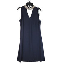 Vestido Chiasso para mujer azul marino sin mangas ojo de cerradura adornado cuello talla S nuevo con etiquetas