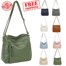 Bolso Mensajero Bandolera Borla Mujeres Damas Hombro Imitación Cuero Multi Cremallera Bolso
