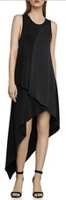 Vestido de cóctel BCBGMAXAZRIA XS NEGRO NUEVO CON ETIQUETAS para mujer asimétrico sin mangas
