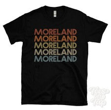 CAMISETA MORELAND ESTILO RETRO REPETIDO Hombre y Mujer Novedad Genial Nombre Regalo