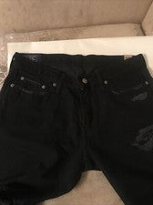 abetcrombie & fitch. Pantalón Negro Hombre Talla 32/30 Langodon Con Diseño Rasgado Nuevo