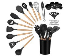 Juego de utensilios de cocina - Utensilios de cocina de silicona - 32 piezas de silicona antiadherente para cocinar