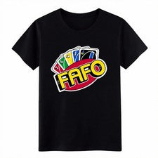 Unisex Retro FAFO Uno Clásico Juego de Cartas Gráfico Informal Camisa Ropa de Calle Meme Camiseta