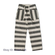 Pantalones a Rayas Estilo Prisionero De Colección Motociclista Pantalones Informales Sin Stock