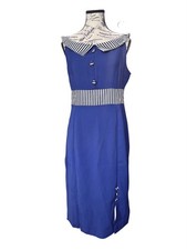 Vestido estilo ceñido al cuerpo azul retro para mujer, talla L, lindo a la moda