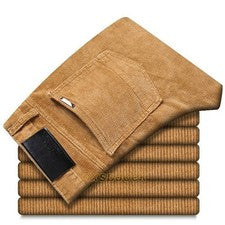 Pantalones informales de pana para hombre moda de negocios elásticos calce regular pantalones gruesos