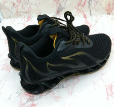 Zapatos deportivos Wanhee para hombre importados talla 40 EU 9,5 EE. UU. negro dorado llamas
