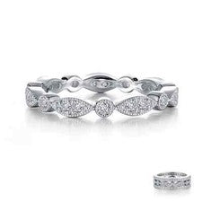 *NUEVO* Anillo Lafonn Platino Vinculado Apilable Onda Banda Eternidad R0372CLP