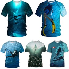 Camiseta deportiva arte buceo manga corta impresa en 3D para hombre mujer moda Prendas para el torso informales