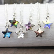 Cadena de estrella de plata de ley con cristales de Swarovski estrella de plata de 10 mm