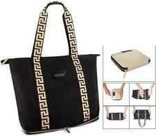 Versace Bolso de Mano Plegable Negro Dorado Bolso de Hombro Belleza Promo Mujer NUEVO