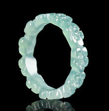 Anillo Unisex Flor Tallada Jadeíta Jade Grado A Natural Certificado Birmania