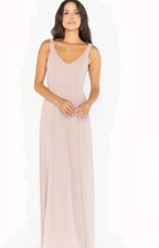 Nuevo Maxi Vestido 198$ MuMu Jenn Para Mujer XL Rosa Polvoriento Gasa Cuello en V Profundo