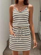 Minivestido de mujer Easowa con tirantes de espagueti y cintura fruncida