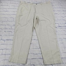Chino Roundtree Yorke Ideal Para Hombre 50X32 Beige Caqui Frente Plano Ajuste Clásico