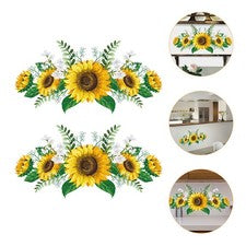 Pegatinas de pared de 2 piezas con diseño de girasol para la decoración del hogar de la cocina y el dormitorio