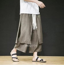 Pantalones informales rectos sueltos de verano retro para hombre juvenil moda noveno pantalones