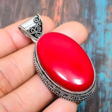 Colgante italiano de joyería de plata de ley 925 hecho a mano con piedras preciosas de coral rojo para mujer