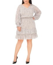 Vestido MSK talla grande para mujer multicolor cintura ajustada cuello en V 3XL NUEVO CON ETIQUETAS