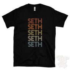 CAMISETA ESTILO RETRO REPETIDA SETH Hombre y Mujer Novedad Genial Nombre Regalo