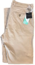 Pantalones de diseñador Magaschoni para hombre talla 32 elásticos marrón caqui tostado Tencel 101