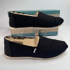 Zapatos planos sin cordones TOMS Alpargata negros de lona de algodón reciclado para mujer 6 10017732