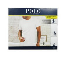 Paquete de 3 camisetas Polo Ralph Lauren para hombre blancas calce clásico cuello redondo