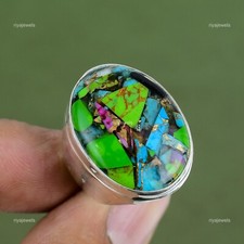 Anillo de plata esterlina 925 fiesta rey turquesa piedras preciosas esposa promesa joyería