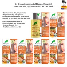 Aceite de argán marroquí Dr Organic 100% orgánico prensado en frío cuidado de la piel del cabello 6x50 ml