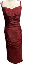 Maxi Vestido de Fiesta David Bridal Studio Talla 8 Mujer Vino Espalda Forrado Cami