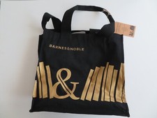 Bolso reutilizable libro tela bolso tote lona negro y dorado barnes & noble NUEVO