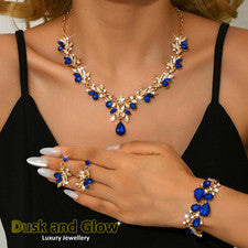 Hermoso conjunto de joyas azul plata mujeres damas regalo de boda circonita cúbica Reino Unido NUEVO