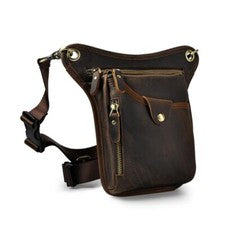 Bolso de Cintura Impermeable de Cuero Genuino para Hombres Bandolera Exterior Motocicleta Paquete de Piernas