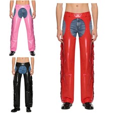 Hombres Pantalones Pantalones De Colección Moda Pantalones Show Vaqueros Chaps Ropa de Club Abierta Rave
