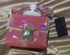 Bandolera TRUSSARDI Linea Levanto con bolsa antipolvo ROSA HOLOGRÁFICA ~ NUEVA CON ETIQUETAS