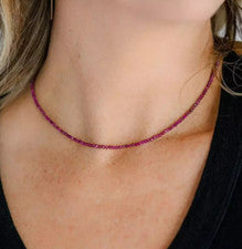 Gargantilla Rubí Natural Collar Cuentas Facetadas Curación Reiki Energía Joyería Mujeres