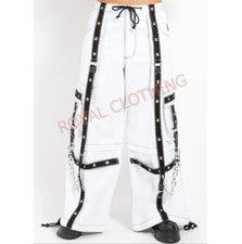Pantalón Blanco Cadena Gótica Hecho a Mano Único Para Hombre - Eleva tu Moda Alternativa