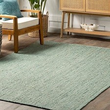 Alfombra de yute en color verde mar trenzado rectángulo granja alfombra sala de estar