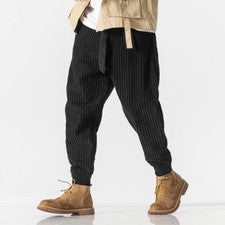 Hombres Informales Ajustados Pana Pantalones Estilo Harén Chino Kung Fu Pantalones con Cordones
