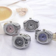 Anillo de reloj dedo banda elástica cromo tiempo joyería nuevo gran número regalo