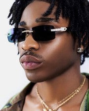 Gafas de sol Diamante BUFF'S Lente Dorado Retro Migos Buffs De colección Hip Hop Rapero
