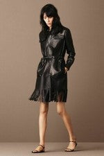 Elegante Vestido Negro Cuero Suave Genuino Hecho a Mano Mujeres Nuevo Fiesta Formal Informal