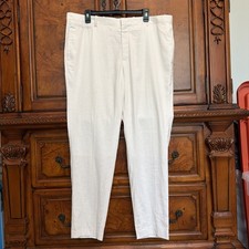 I•N•C lino, forrado, ajuste cónico para hombre frente plano talla 36 blanco puro NUEVO