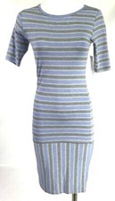 Nuevo Vestido Julia LuLaRoe Para Mujer Talla XS Azul Gris Rayas Unicornio Nuevo con Etiquetas B0339