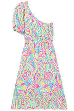 Vestido para mujer - Vestido estampado cachemira rosa amarillo - Maxi vestido - Grande - Algodón